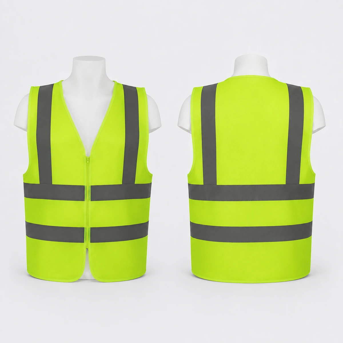 Vaultex, 100% Polyester Safety Fabric Vest with Zipper, Yellow Color