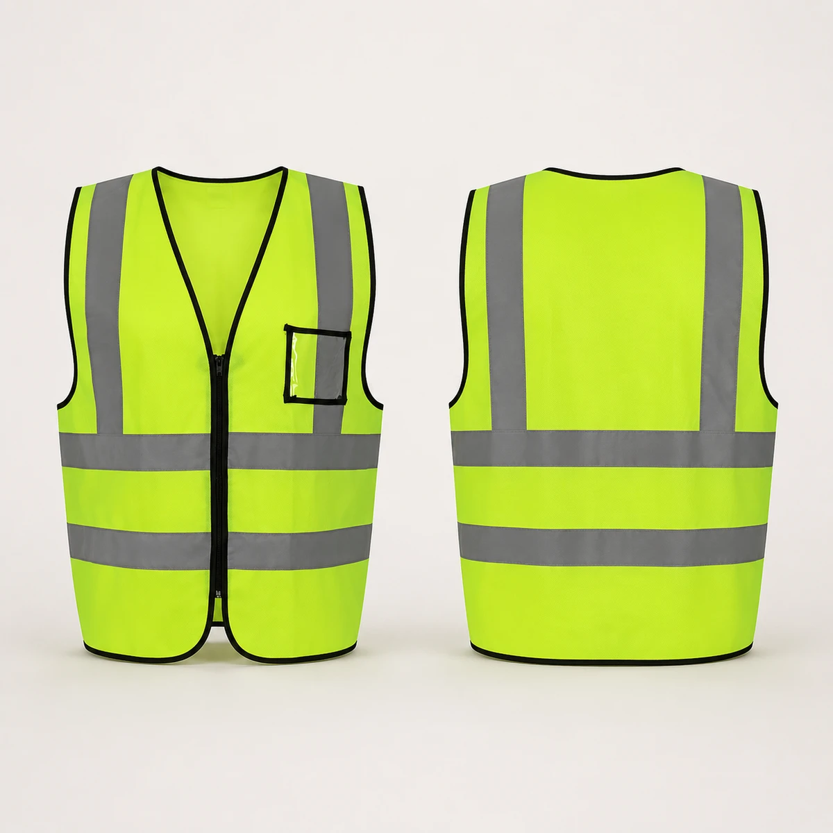 Vaultex, Safety Fabric Vest with Zipper and Id Pocket, Yellow Color