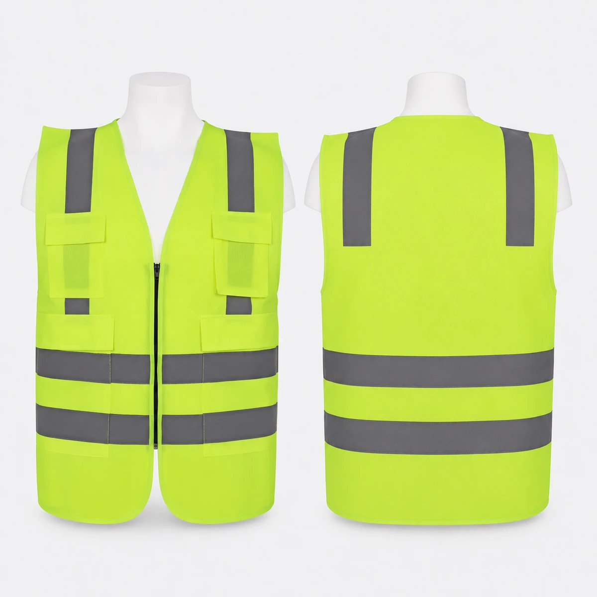Vaultex, Executive Safety Fabric Vest with Zipper & Four Pockets, Yellow Color