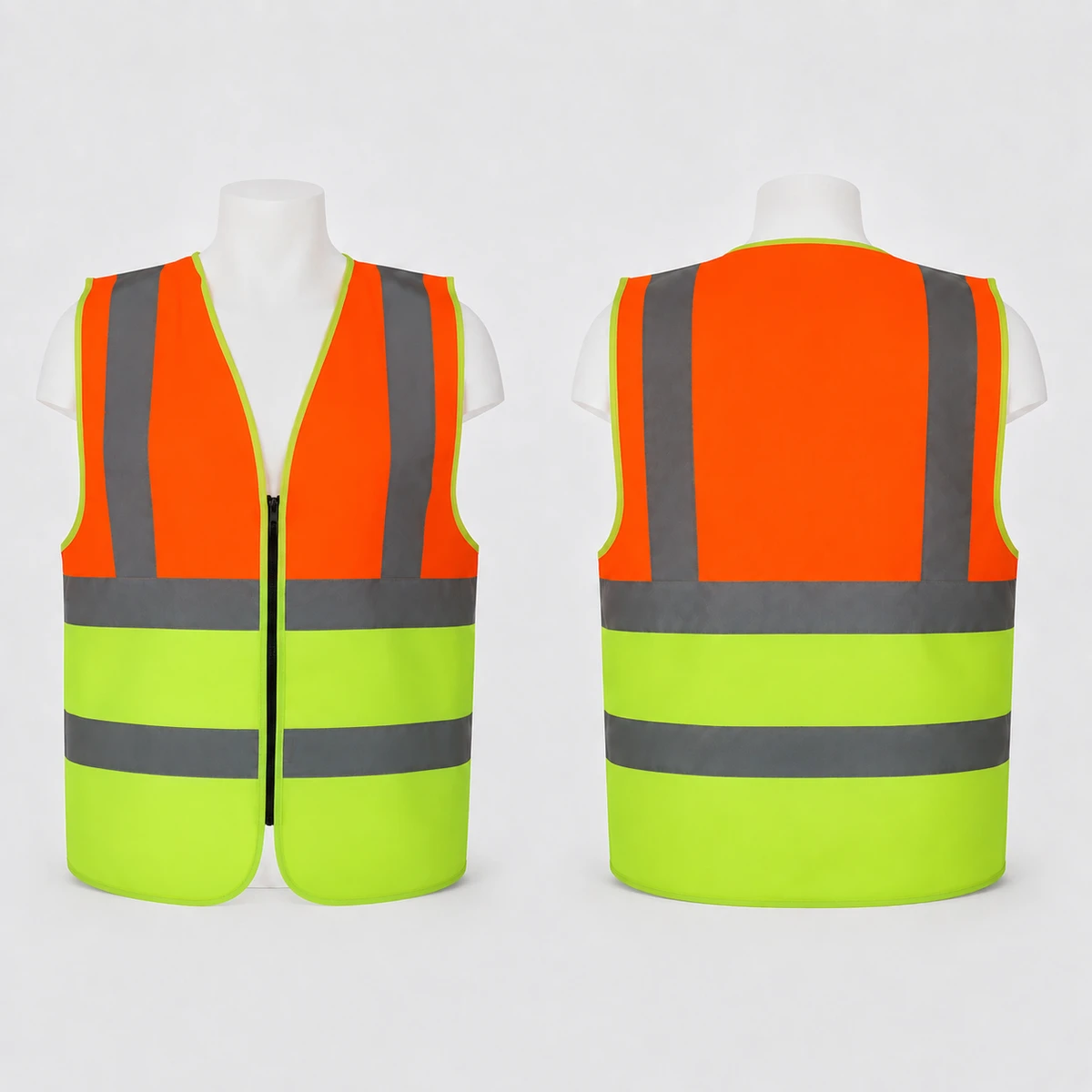 Vaultex, 100% Polyester Safety Fabric Vest, Orange/Yellow Color