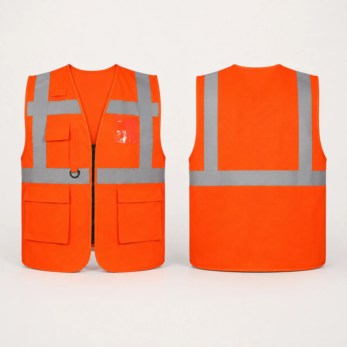 Vaultex, Safety Fabric Vest with Zipper & Pocket, Orange Color