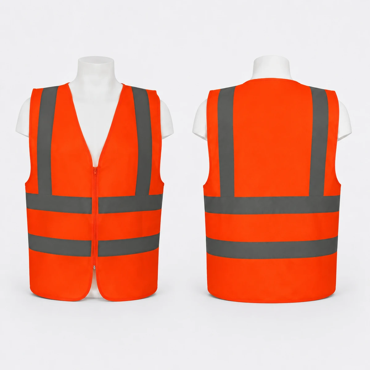 Vaultex, 100% Polyester Safety Fabric Vest with Zipper, Orange Color