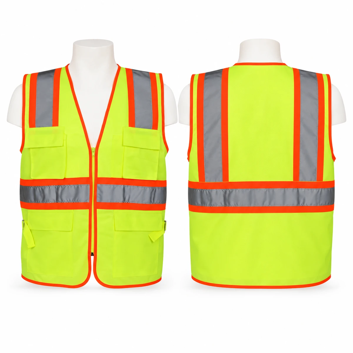 Vaultex, Safety Vest, Front Side Fabric and Black Side Net with Vaultex Reflective, Yellow Color
