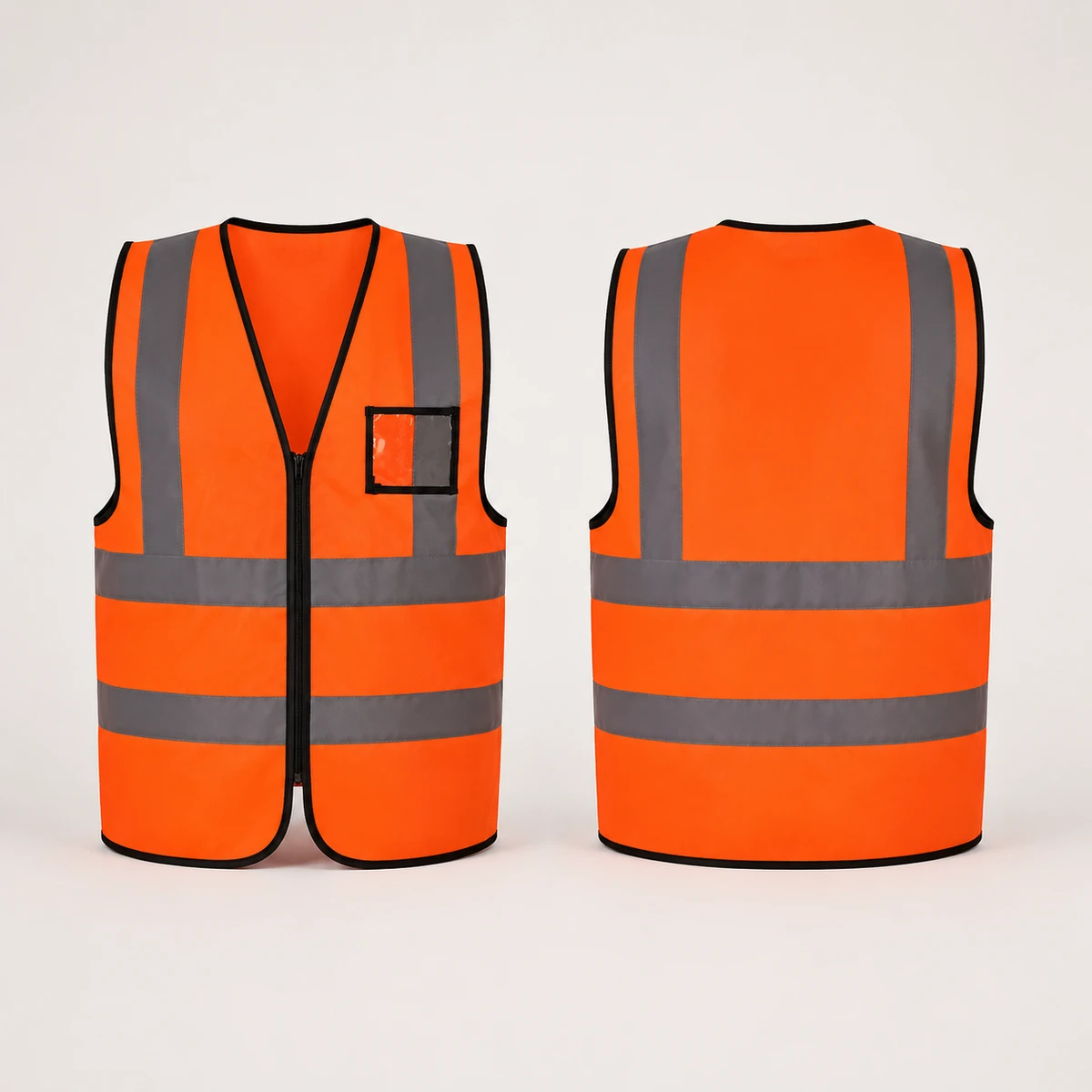 Vaultex, Safety Fabric Vest with Zipper & ID Pocket, Orange Color